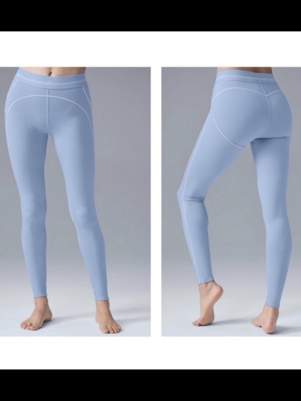 New Alo Yoga Airbrush High-Waist Heart Throb Legging Seashell Blue White Small
